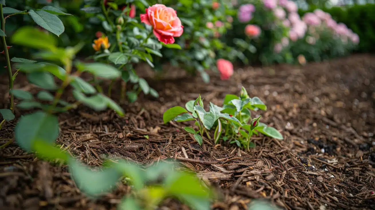 Paillage au pied du rosier Paillage au pied du rosier