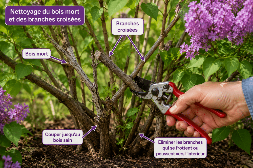 Nettoyage du bois mort et des branches croisées
