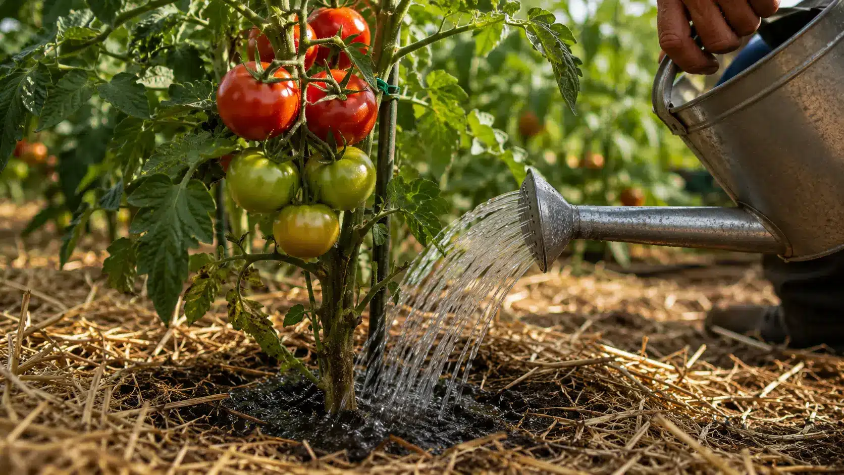Arrosage dans le jardin de tomates Arrosage tomate