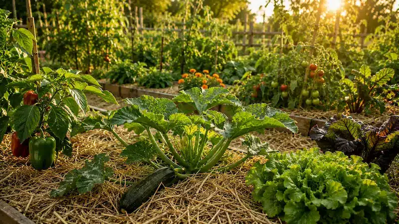 Jardin ensoleillé aux légumes frais Jardin ensoleillé aux légumes frais