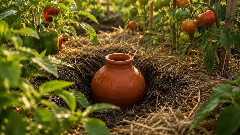Pot de terre cuite dans le jardin Pot de terre cuite dans le jardin