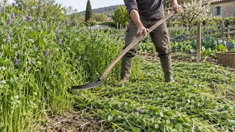 Fauche d’un engrais vert avant sa montée en graines