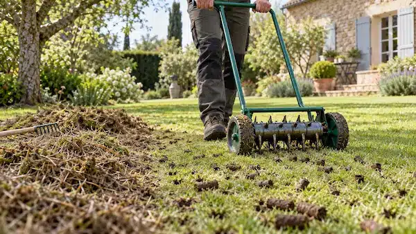 Aération d’une pelouse pour réduire l’apparition des champignons